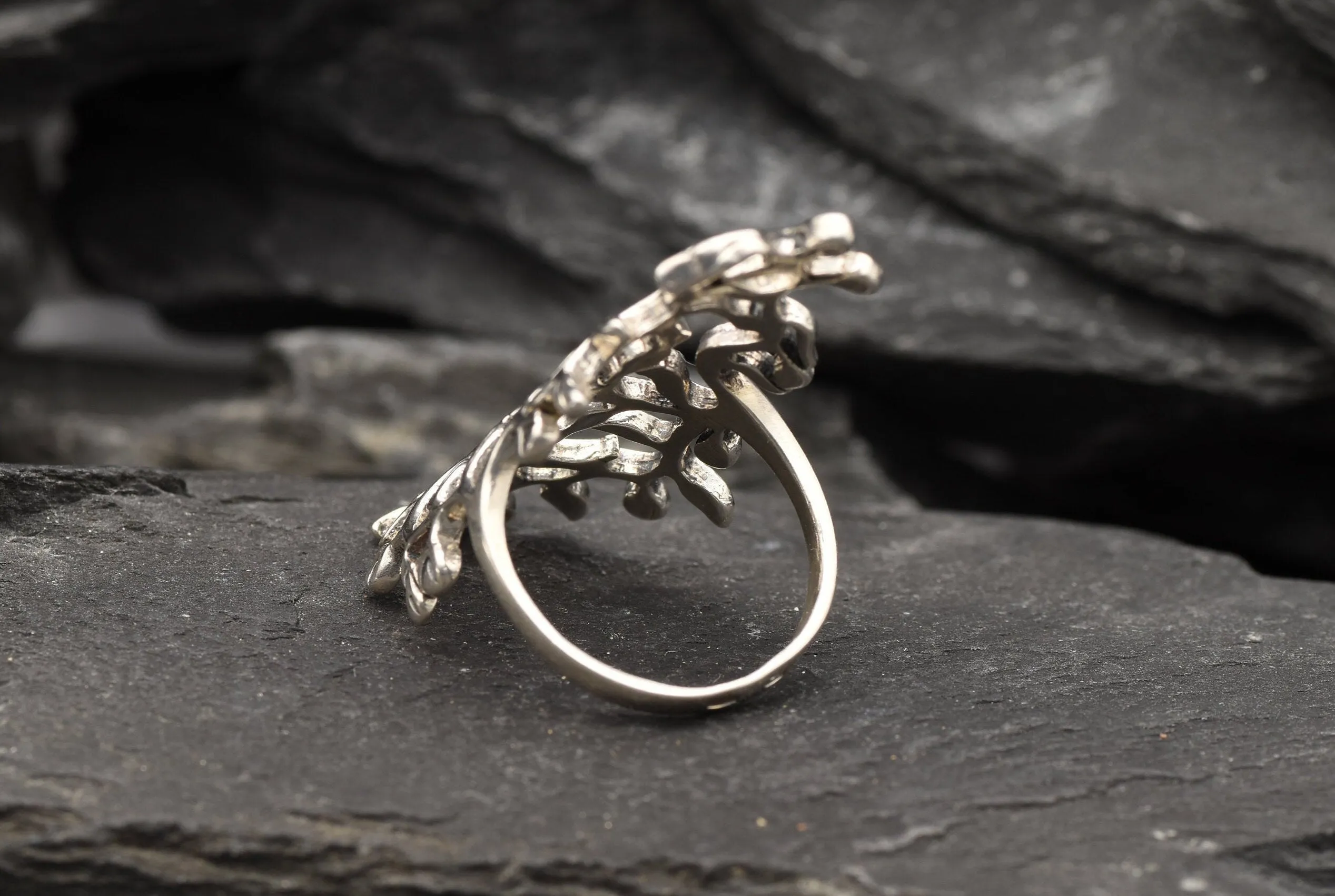 Long Leaf Ring - Silver Branch Ring - Silver Leaf Ring