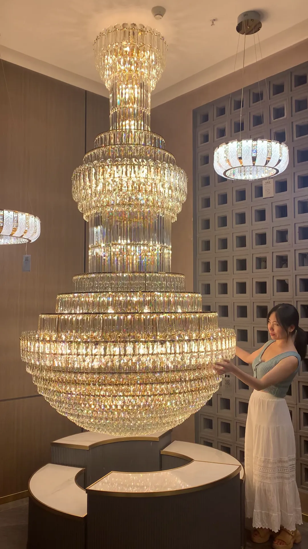 Luxury Gourd Shaped Crystal Chandelier for Staircase/Foyer/Living Room