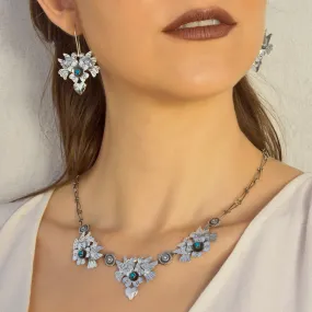 Maria Belen Mexican Sterling Silver Dove and Heart Turquoise Necklace
