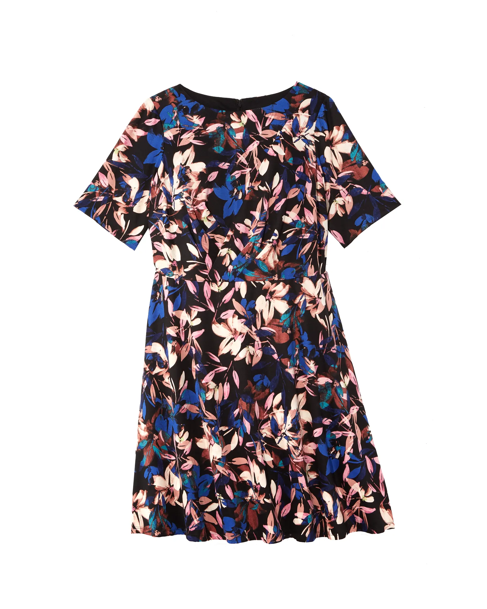 Marmara Short Sleeve Fit and Flare with Gathered Top | Black / Pink