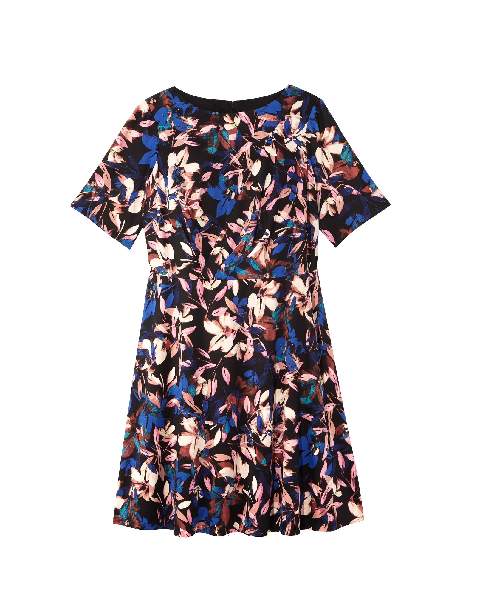 Marmara Short Sleeve Fit and Flare with Gathered Top | Black / Pink