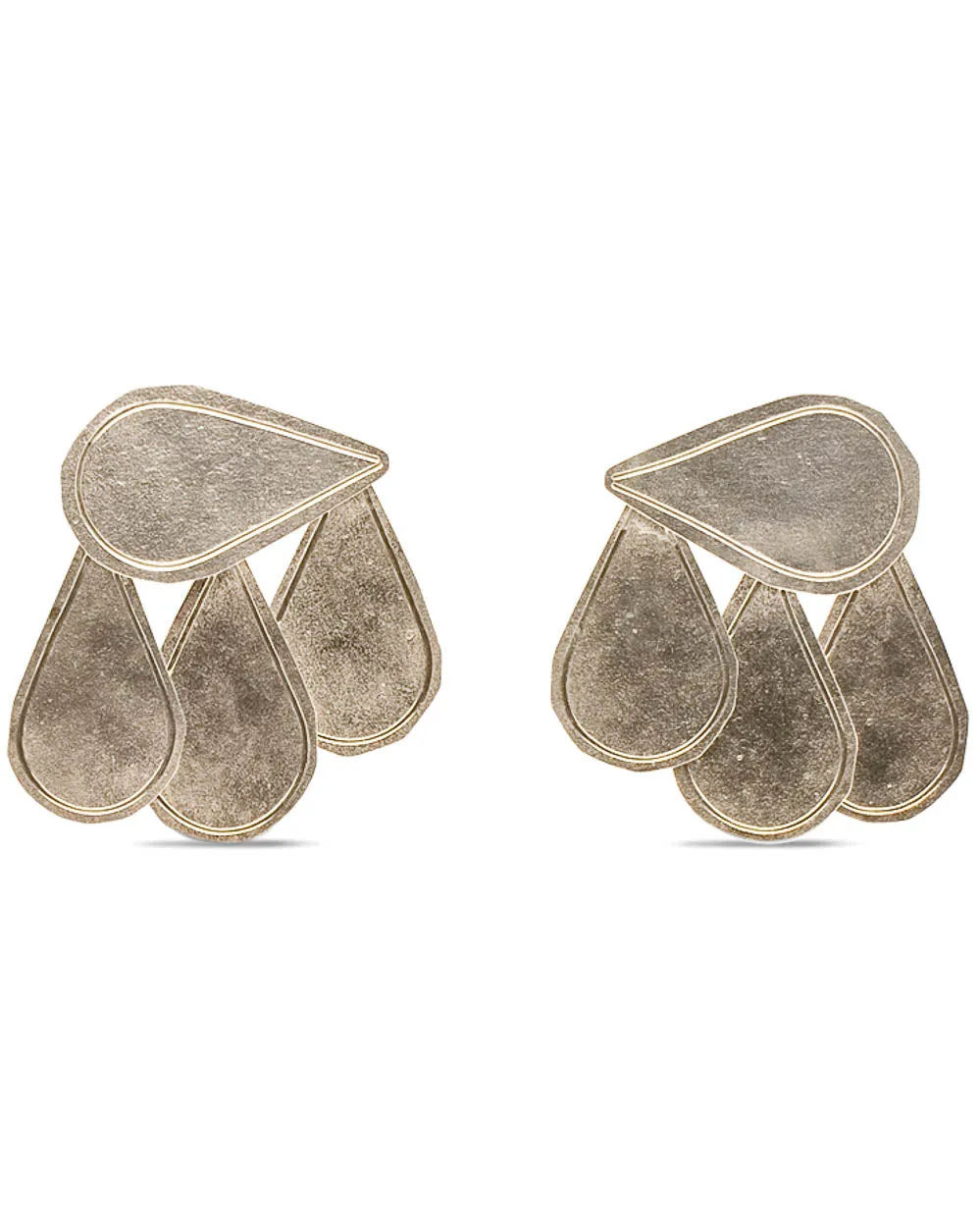 Matte Texture Silver Raj Chandelier Earrings