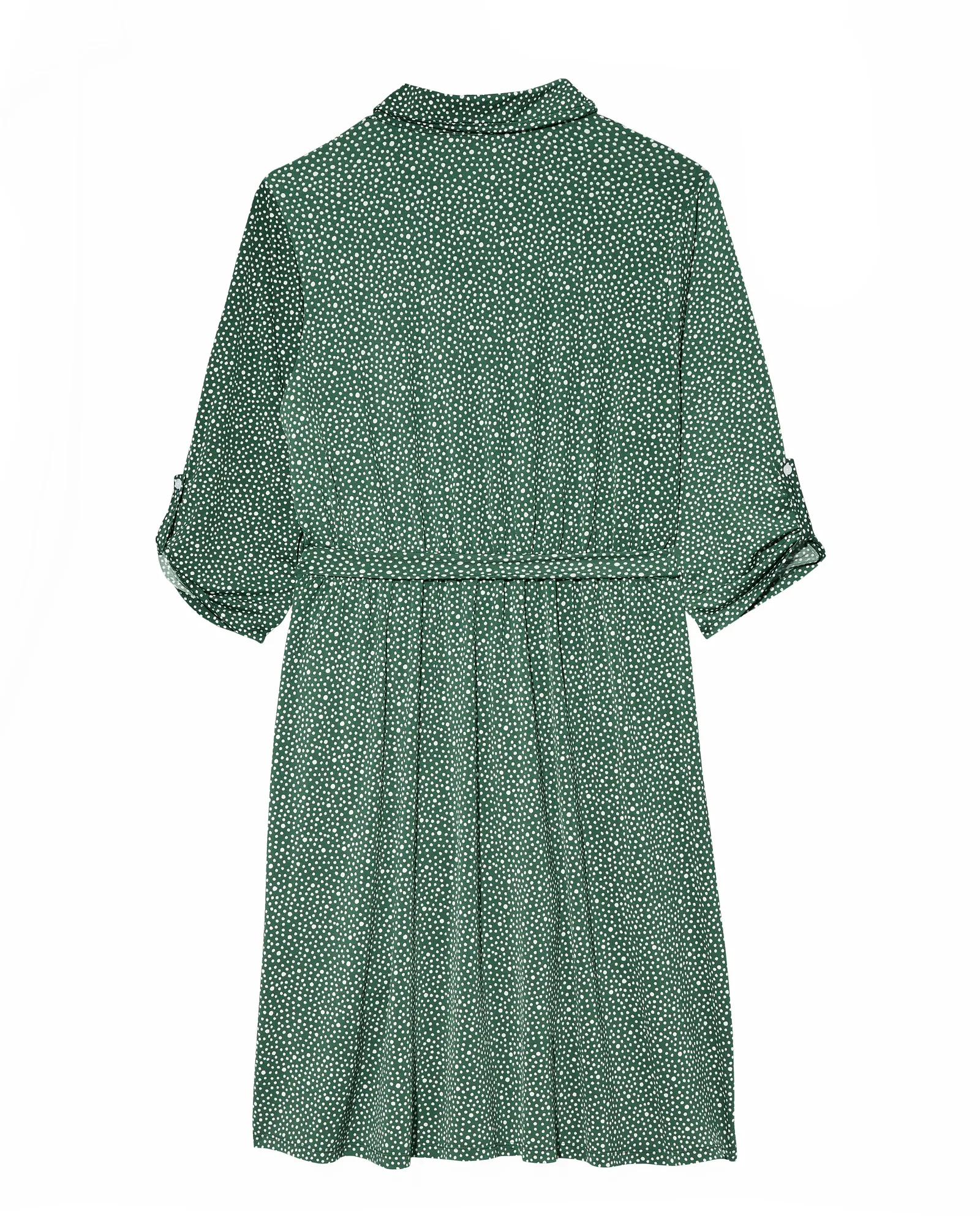 Midland Tabbed Sleeve Shirt Dress | Forest Green / White