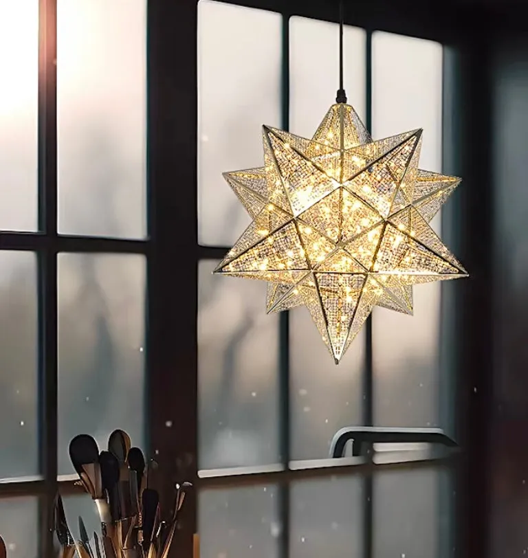 Modern 3D Star Pendant for Shopping Centre/Living Room/Bedroom/Entryway/Dining Room