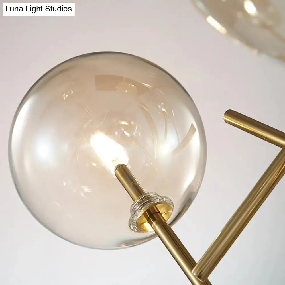 Modern Cognac Glass Globe Chandelier - 6/8 Heads, Starburst Design - Ideal for Bedroom Ceiling Lighting
