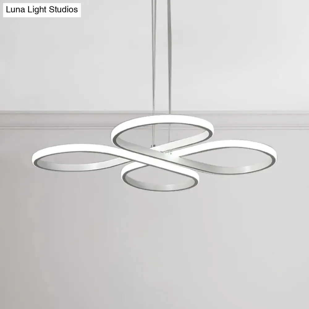 Modern LED Acrylic Chandelier Pendant - White/Gold Floral Ceiling Light Fixture, Warm/White Light - 19"/23"/29" Wide