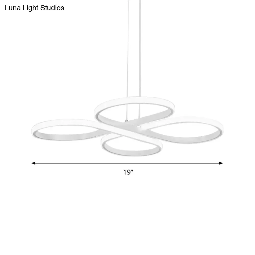 Modern LED Acrylic Chandelier Pendant - White/Gold Floral Ceiling Light Fixture, Warm/White Light - 19"/23"/29" Wide