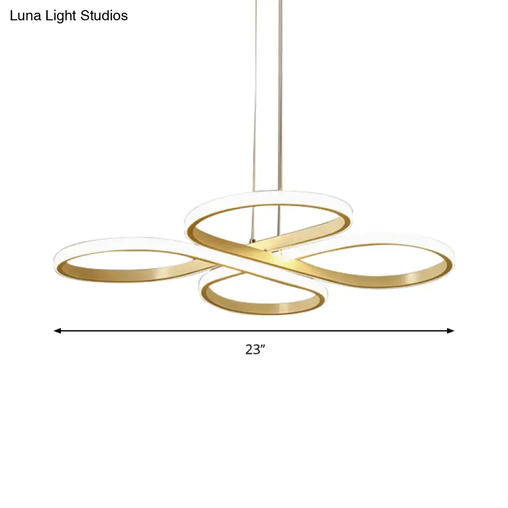 Modern LED Acrylic Chandelier Pendant - White/Gold Floral Ceiling Light Fixture, Warm/White Light - 19"/23"/29" Wide