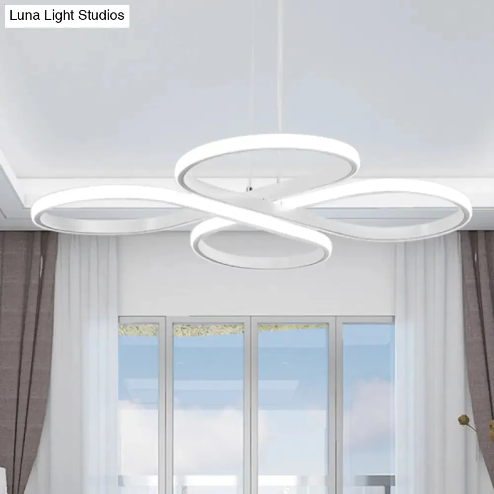 Modern LED Acrylic Chandelier Pendant - White/Gold Floral Ceiling Light Fixture, Warm/White Light - 19"/23"/29" Wide