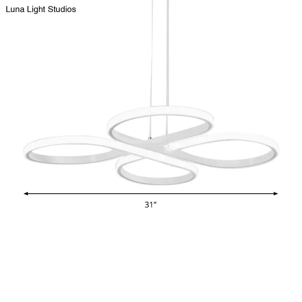 Modern LED Acrylic Chandelier Pendant - White/Gold Floral Ceiling Light Fixture, Warm/White Light - 19"/23"/29" Wide