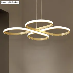 Modern LED Acrylic Chandelier Pendant - White/Gold Floral Ceiling Light Fixture, Warm/White Light - 19"/23"/29" Wide