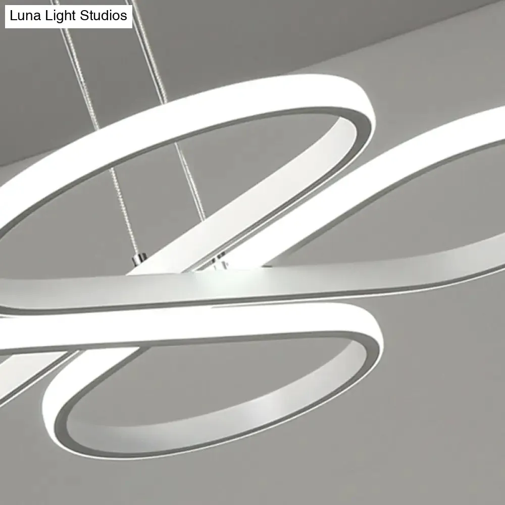 Modern LED Acrylic Chandelier Pendant - White/Gold Floral Ceiling Light Fixture, Warm/White Light - 19"/23"/29" Wide