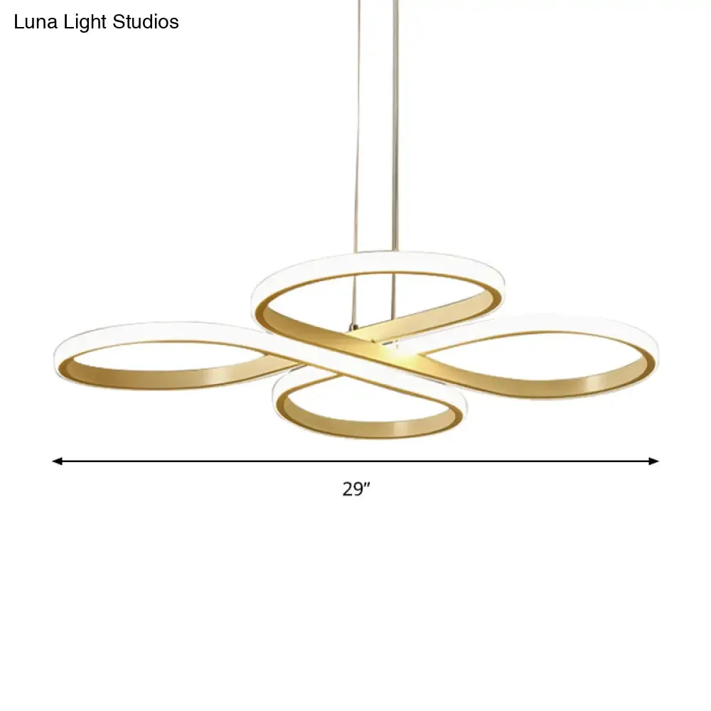 Modern LED Acrylic Chandelier Pendant - White/Gold Floral Ceiling Light Fixture, Warm/White Light - 19"/23"/29" Wide