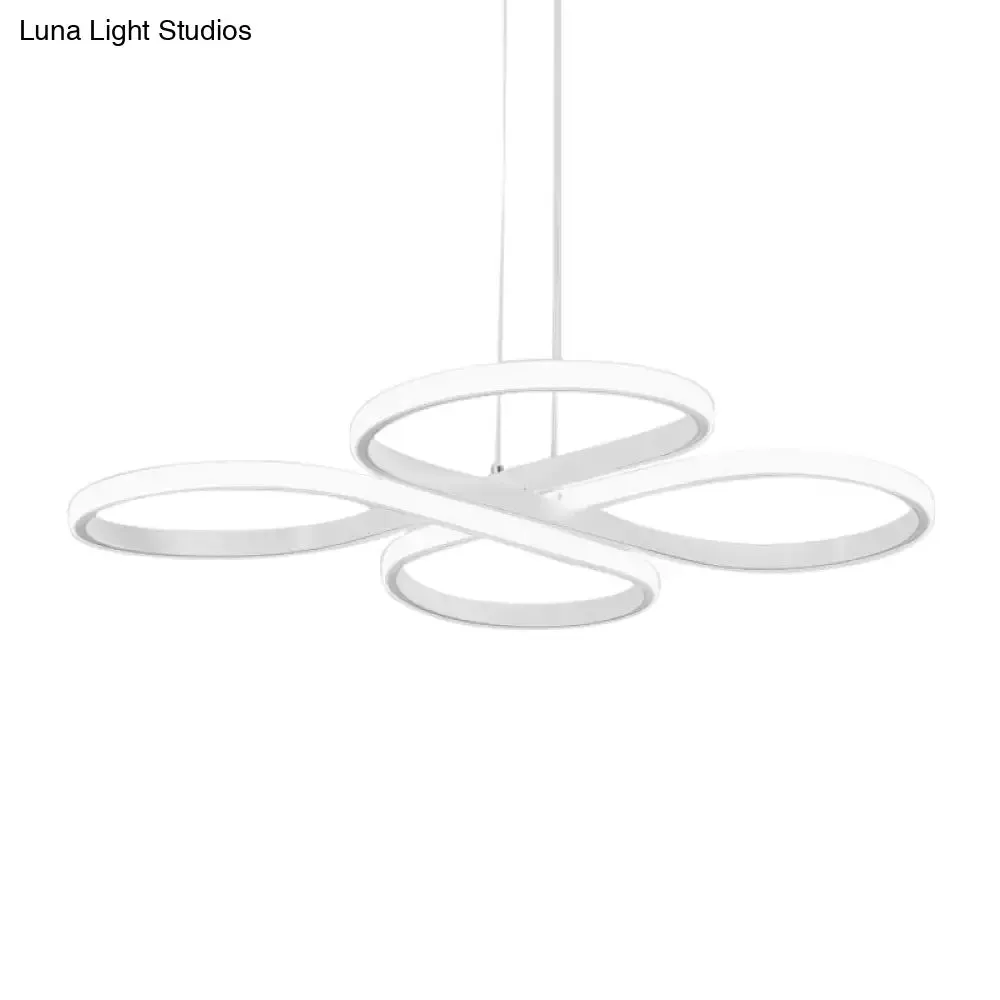 Modern LED Acrylic Chandelier Pendant - White/Gold Floral Ceiling Light Fixture, Warm/White Light - 19"/23"/29" Wide