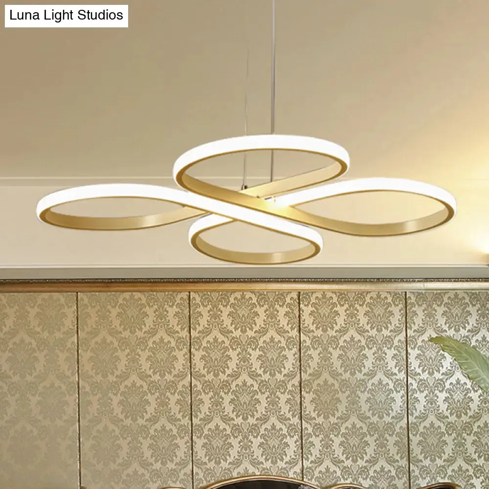 Modern LED Acrylic Chandelier Pendant - White/Gold Floral Ceiling Light Fixture, Warm/White Light - 19"/23"/29" Wide