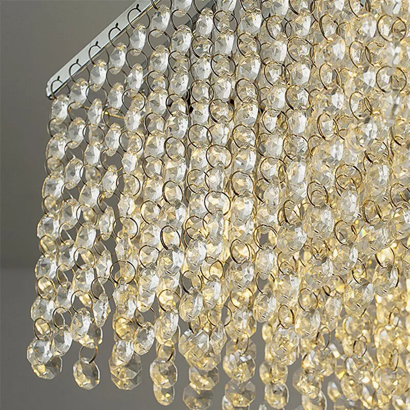 Modern Round Crystal Chandelier For Living Room Chrome Gold