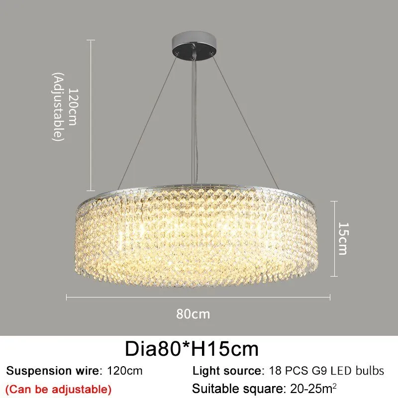 Modern Round Crystal Chandelier For Living Room Chrome Gold