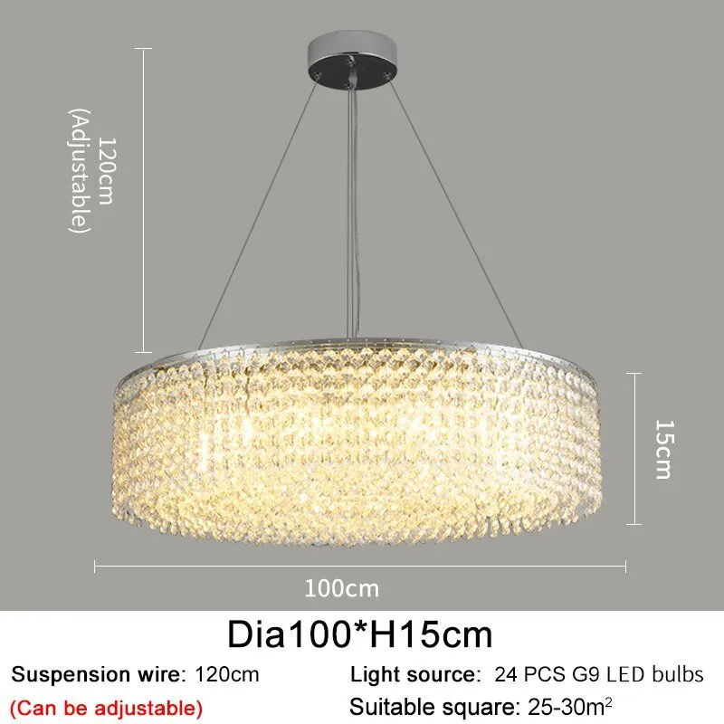 Modern Round Crystal Chandelier For Living Room Chrome Gold