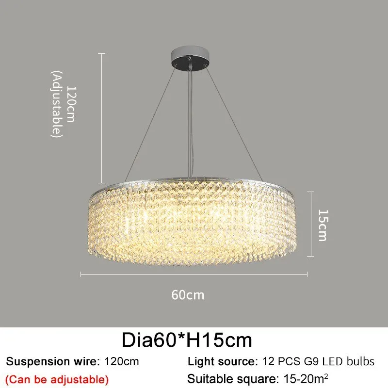 Modern Round Crystal Chandelier For Living Room Chrome Gold