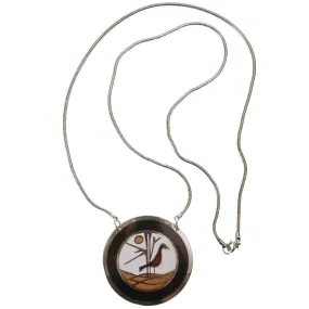 Modernist de Passille Sylvestre Enamel Pendant Necklace Bird Design Quebec Artisans
