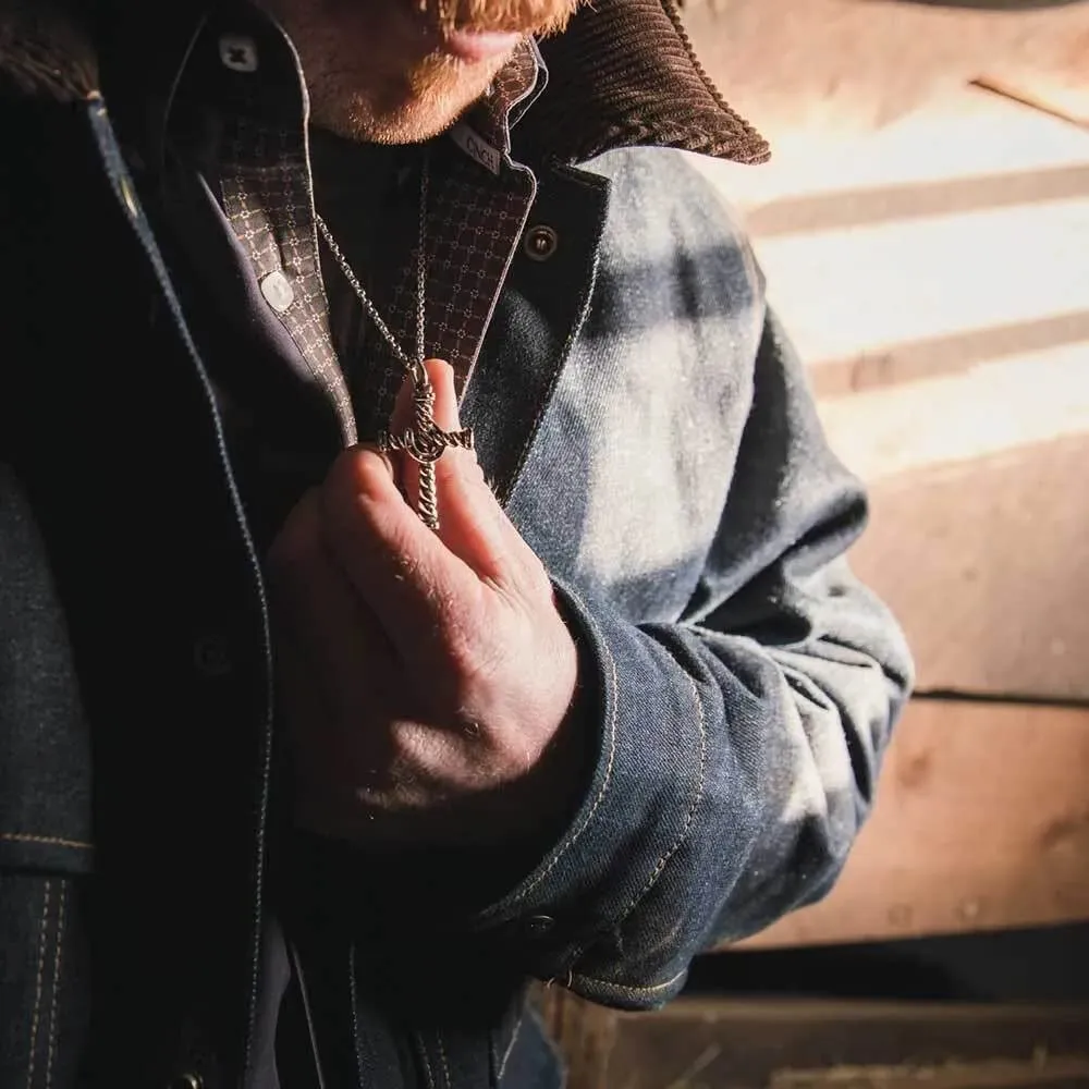 Montana Silversmiths Antiqued Stainless Barbed Wire Cross Necklace