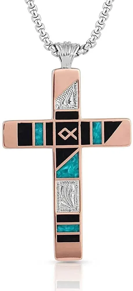Montana Silversmiths Antiqued Stainless Barbed Wire Cross Necklace