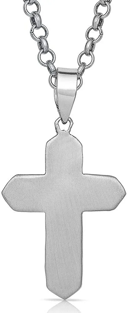 Montana Silversmiths Antiqued Stainless Barbed Wire Cross Necklace