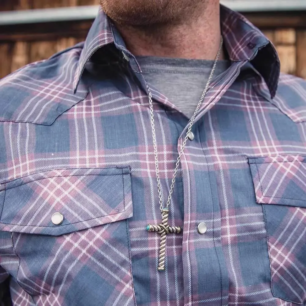 Montana Silversmiths Antiqued Stainless Barbed Wire Cross Necklace