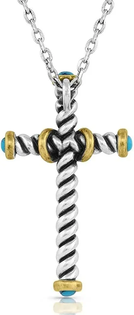 Montana Silversmiths Antiqued Stainless Barbed Wire Cross Necklace