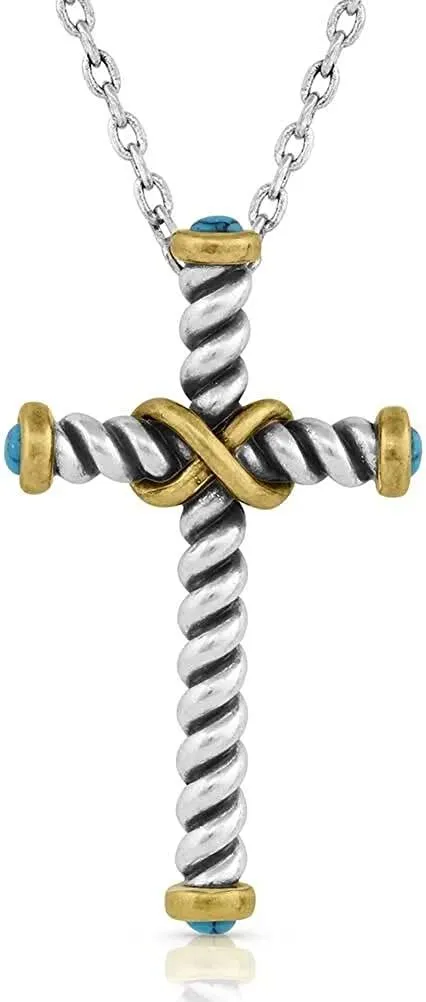Montana Silversmiths Antiqued Stainless Barbed Wire Cross Necklace