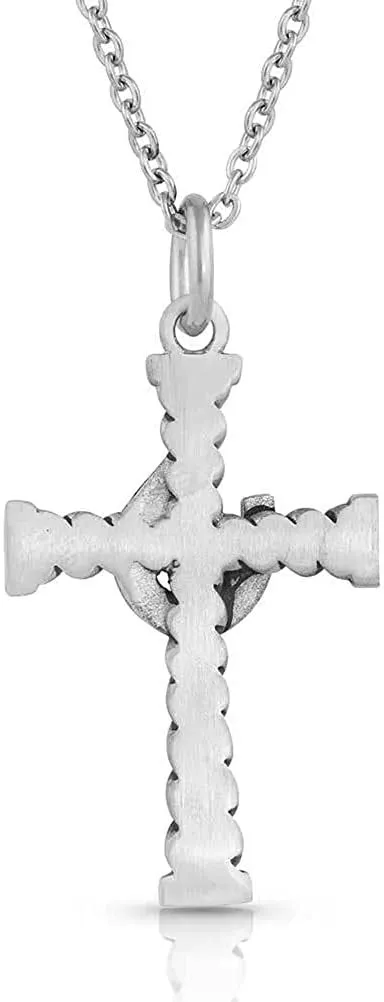 Montana Silversmiths Antiqued Stainless Barbed Wire Cross Necklace
