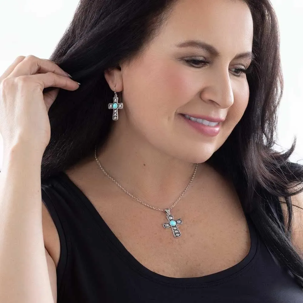 Montana Silversmiths Western Lifestyle Women's Cross Necklace (Bold in Faith Turquoise Cross)