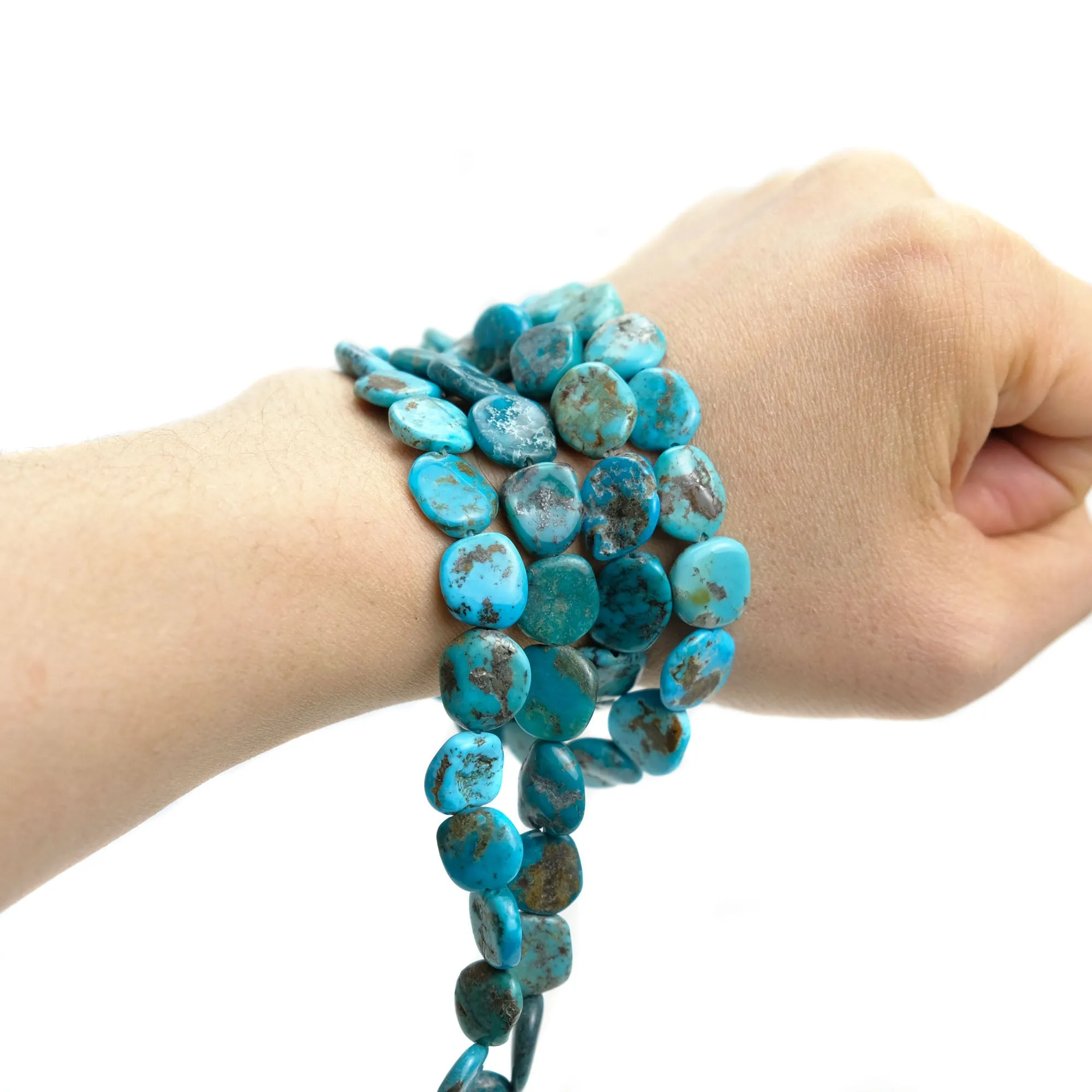 Natural Arizona Turquoise Flat Nuggets Strand