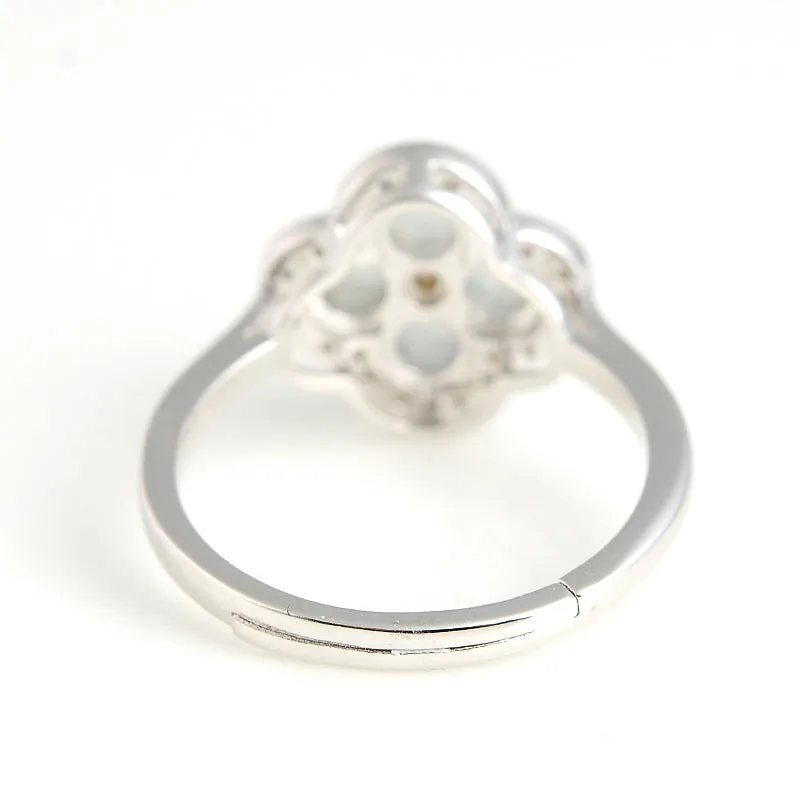 Natural Jade Ring Jadeite Silver Adjustable Ring WR24