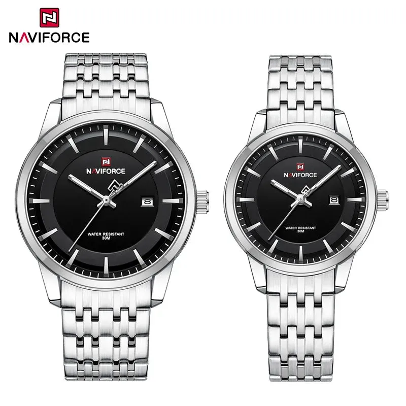NAVIFORCE 9228  Original Casual Couple Watch Waterproof Calendar Luminous Fashion Elegant Quartz Wristwatch for Women Men Gift