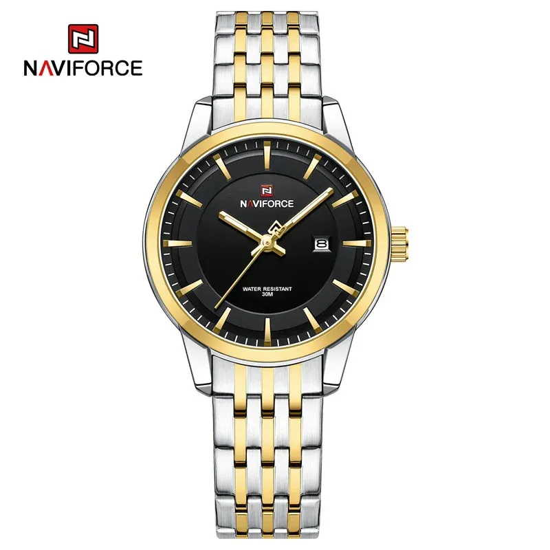 NAVIFORCE 9228  Original Casual Couple Watch Waterproof Calendar Luminous Fashion Elegant Quartz Wristwatch for Women Men Gift