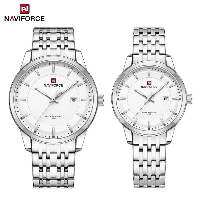 NAVIFORCE 9228  Original Casual Couple Watch Waterproof Calendar Luminous Fashion Elegant Quartz Wristwatch for Women Men Gift