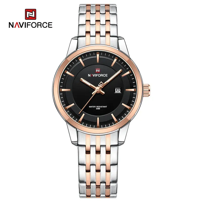 NAVIFORCE 9228  Original Casual Couple Watch Waterproof Calendar Luminous Fashion Elegant Quartz Wristwatch for Women Men Gift
