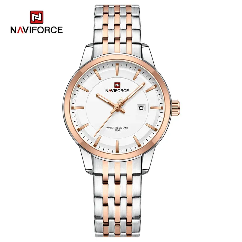 NAVIFORCE 9228  Original Casual Couple Watch Waterproof Calendar Luminous Fashion Elegant Quartz Wristwatch for Women Men Gift
