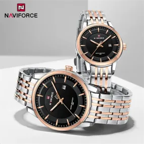 NAVIFORCE 9228  Original Casual Couple Watch Waterproof Calendar Luminous Fashion Elegant Quartz Wristwatch for Women Men Gift