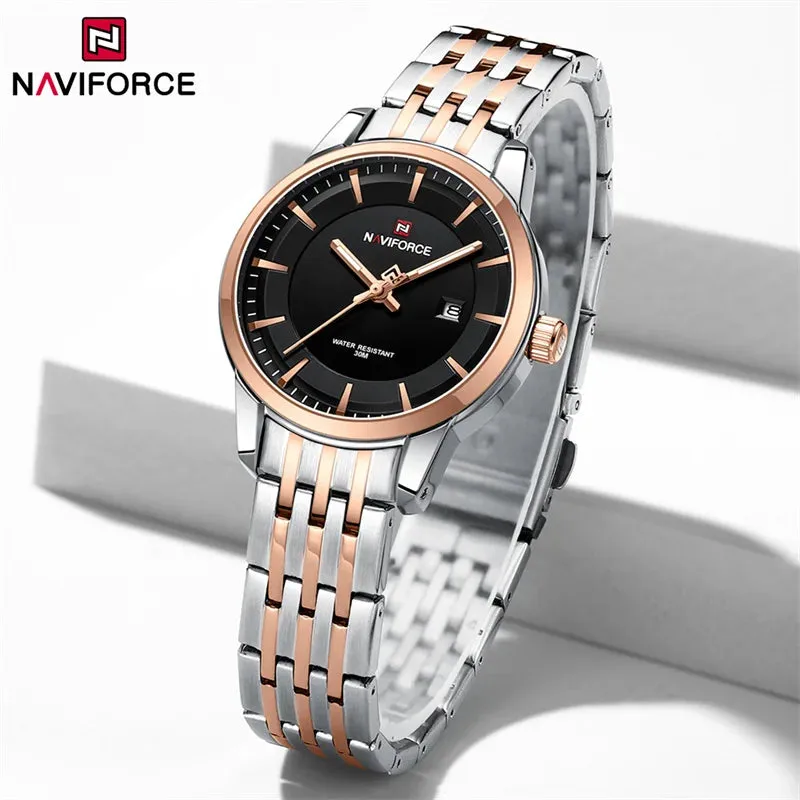 NAVIFORCE 9228  Original Casual Couple Watch Waterproof Calendar Luminous Fashion Elegant Quartz Wristwatch for Women Men Gift