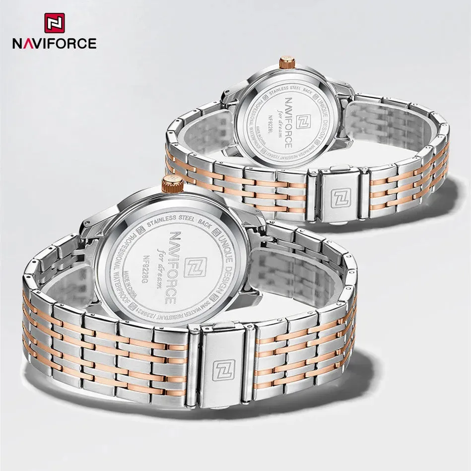 NAVIFORCE 9228  Original Casual Couple Watch Waterproof Calendar Luminous Fashion Elegant Quartz Wristwatch for Women Men Gift