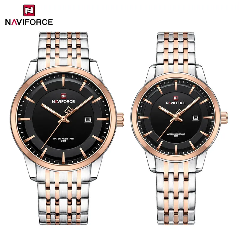 NAVIFORCE 9228  Original Casual Couple Watch Waterproof Calendar Luminous Fashion Elegant Quartz Wristwatch for Women Men Gift