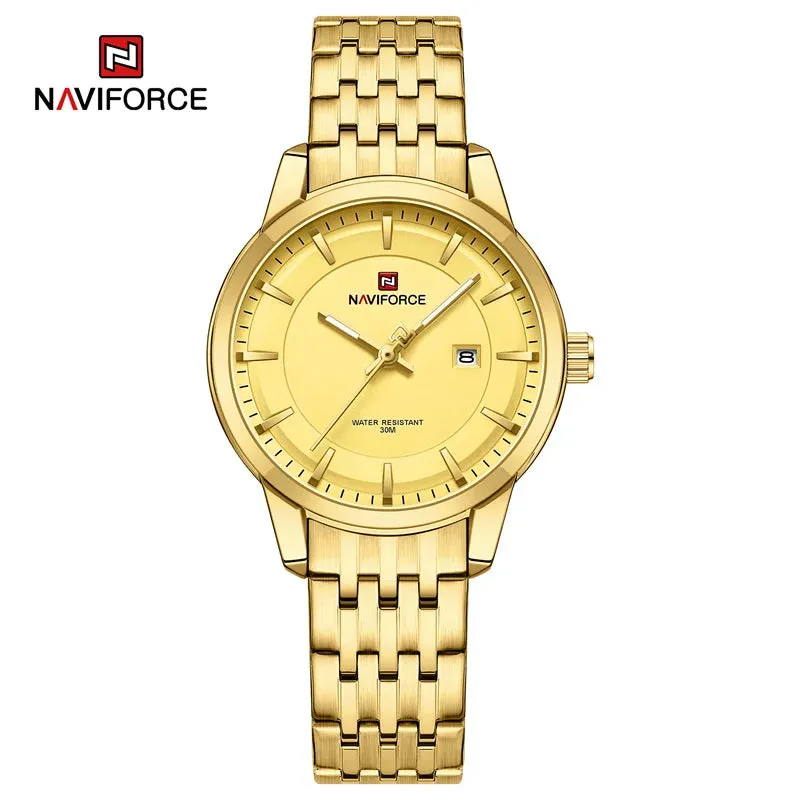 NAVIFORCE 9228  Original Casual Couple Watch Waterproof Calendar Luminous Fashion Elegant Quartz Wristwatch for Women Men Gift