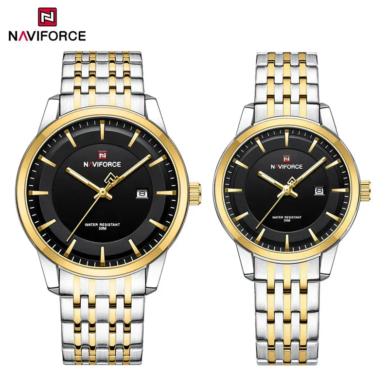 NAVIFORCE 9228  Original Casual Couple Watch Waterproof Calendar Luminous Fashion Elegant Quartz Wristwatch for Women Men Gift