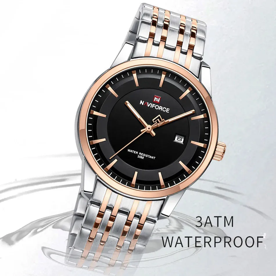 NAVIFORCE 9228  Original Casual Couple Watch Waterproof Calendar Luminous Fashion Elegant Quartz Wristwatch for Women Men Gift