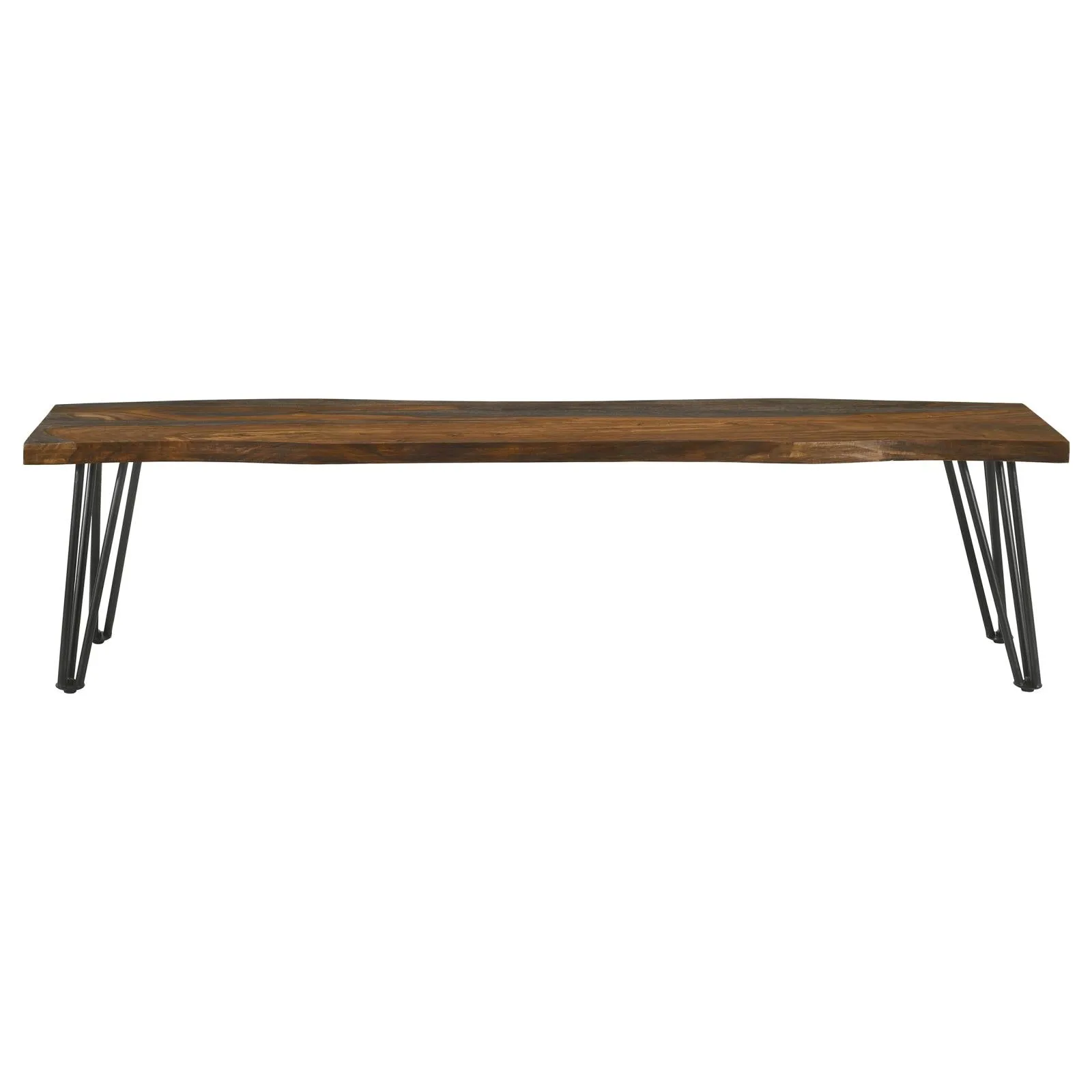 Neve Sheesham Gray/Gunmetal Live-edge Dining Bench with Hairpin Legs