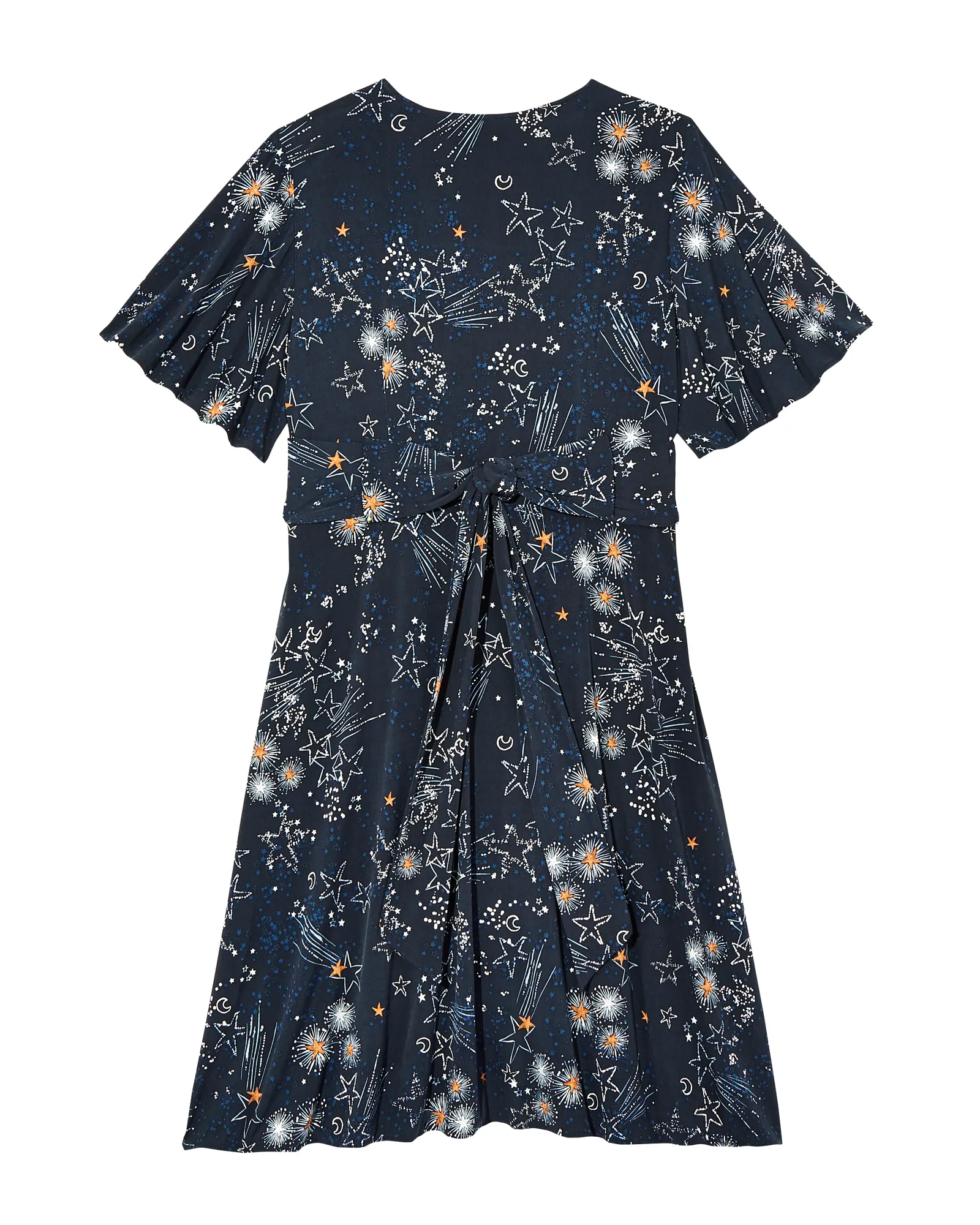 Newbury Flutter Sleeve Wrap Dress | Black / Navy