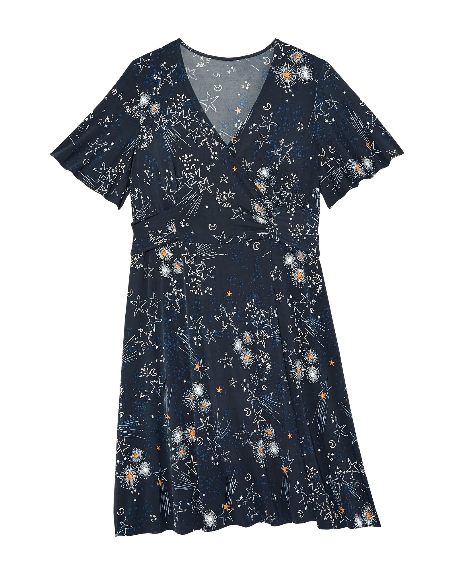 Newbury Flutter Sleeve Wrap Dress | Black / Navy