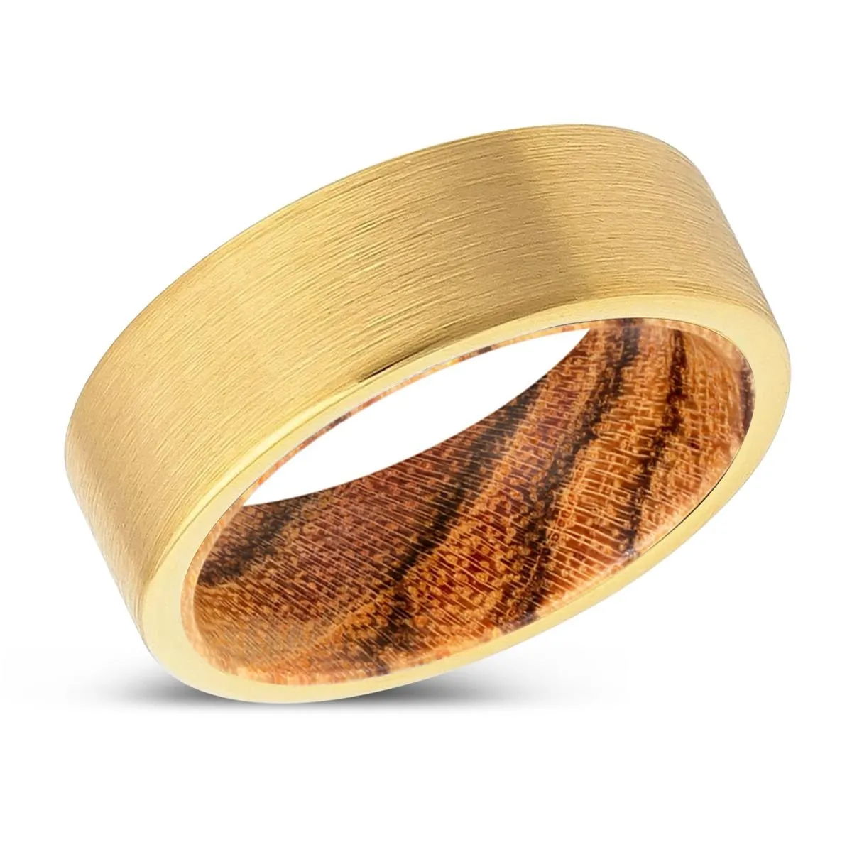 NORTHWICH | Bocote Wood, Gold Tungsten Ring, Brushed, Flat